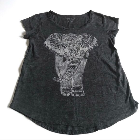 Lucky Brand Elephant Short Sleeve Bohemian Tee Gray Sz S - Picture 8 of 8